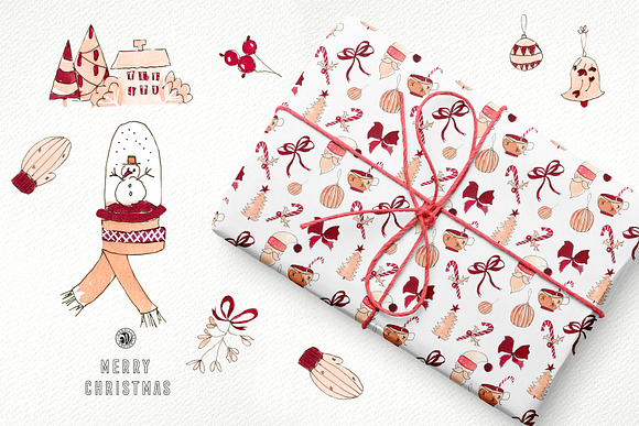 Merry Christmas - watercolor set in Illustrations - product preview 1
