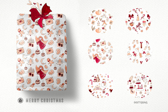 Merry Christmas - watercolor set in Illustrations - product preview 2