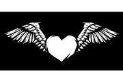 Heart with wings for tattoo design