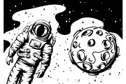 Illustration of astronaut with moon.