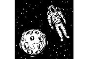 Illustration of astronaut with moon.