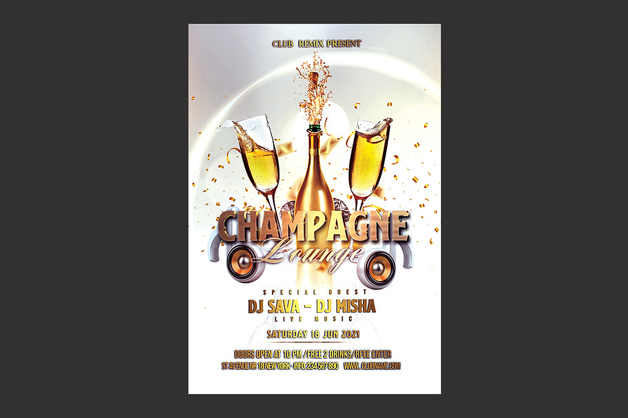 Champagne Party Flyer in Flyer Templates - product preview 8