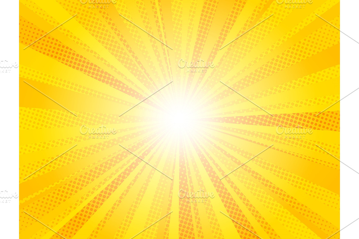 Comic yellow sun rays in Illustrations - product preview 8