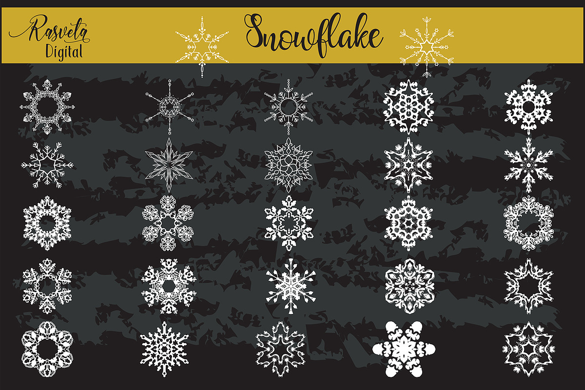 Snowflake Clipart White Color in Illustrations - product preview 8