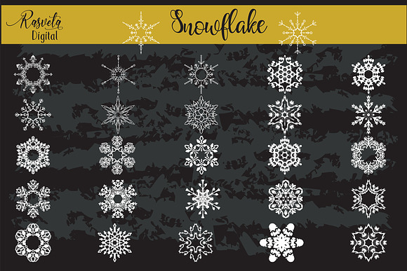 Snowflake Clipart White Color in Illustrations - product preview 1