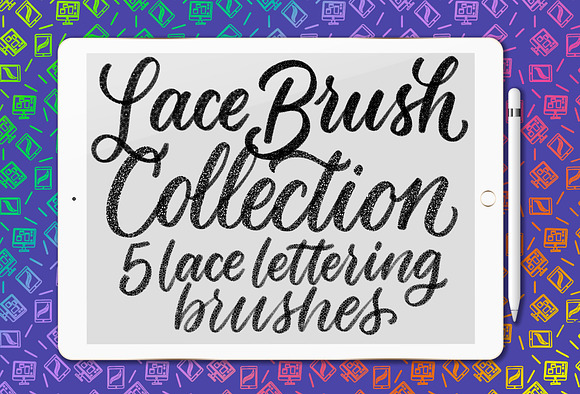 5 lace Procreate lettering brushes in Photoshop Brushes - product preview 6