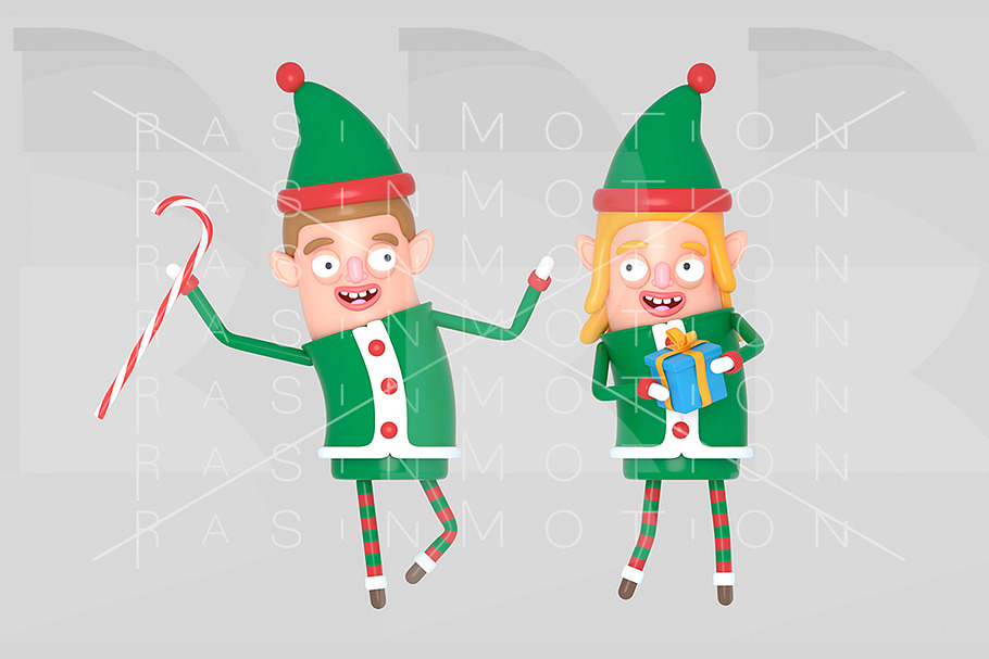 Couple cute elf santa christmas  in Illustrations - product preview 8