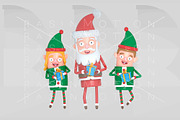 Couple elf  and Santa Claus. 