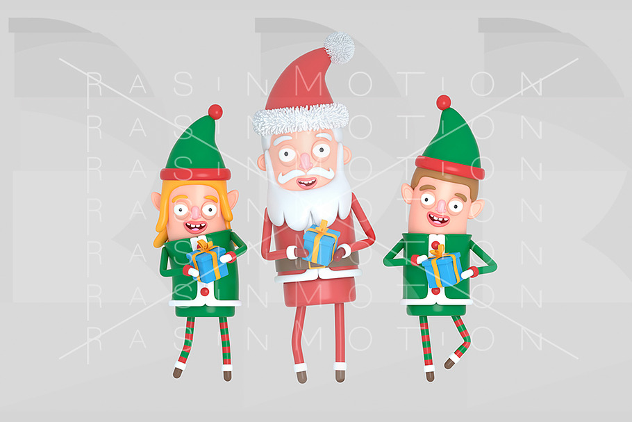 Couple elf  and Santa Claus.  in Illustrations - product preview 8