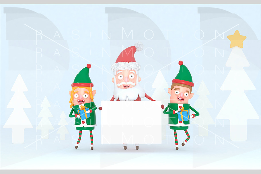 Elfs and Santa Claus in a forest set in Illustrations - product preview 8