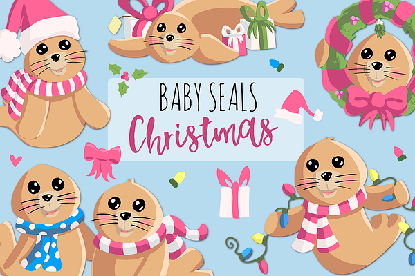 Baby Seals Christmas In Pink