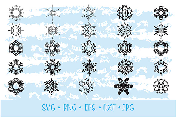 Snowflake Clipart Black Color in Illustrations - product preview 1