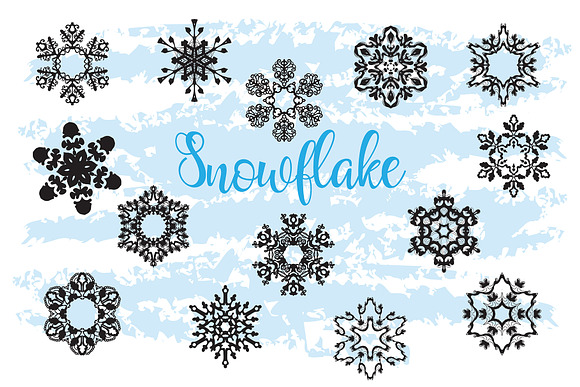 Snowflake Clipart Black Color in Illustrations - product preview 2