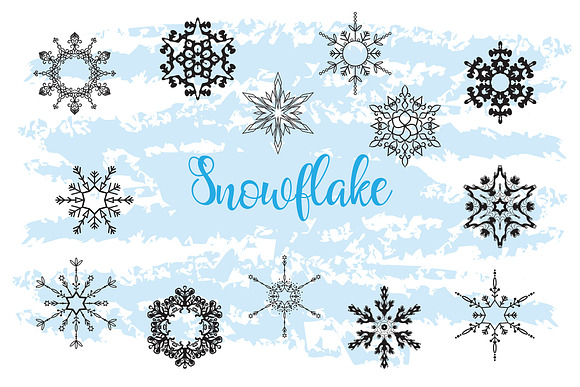 Snowflake Clipart Black Color in Illustrations - product preview 3