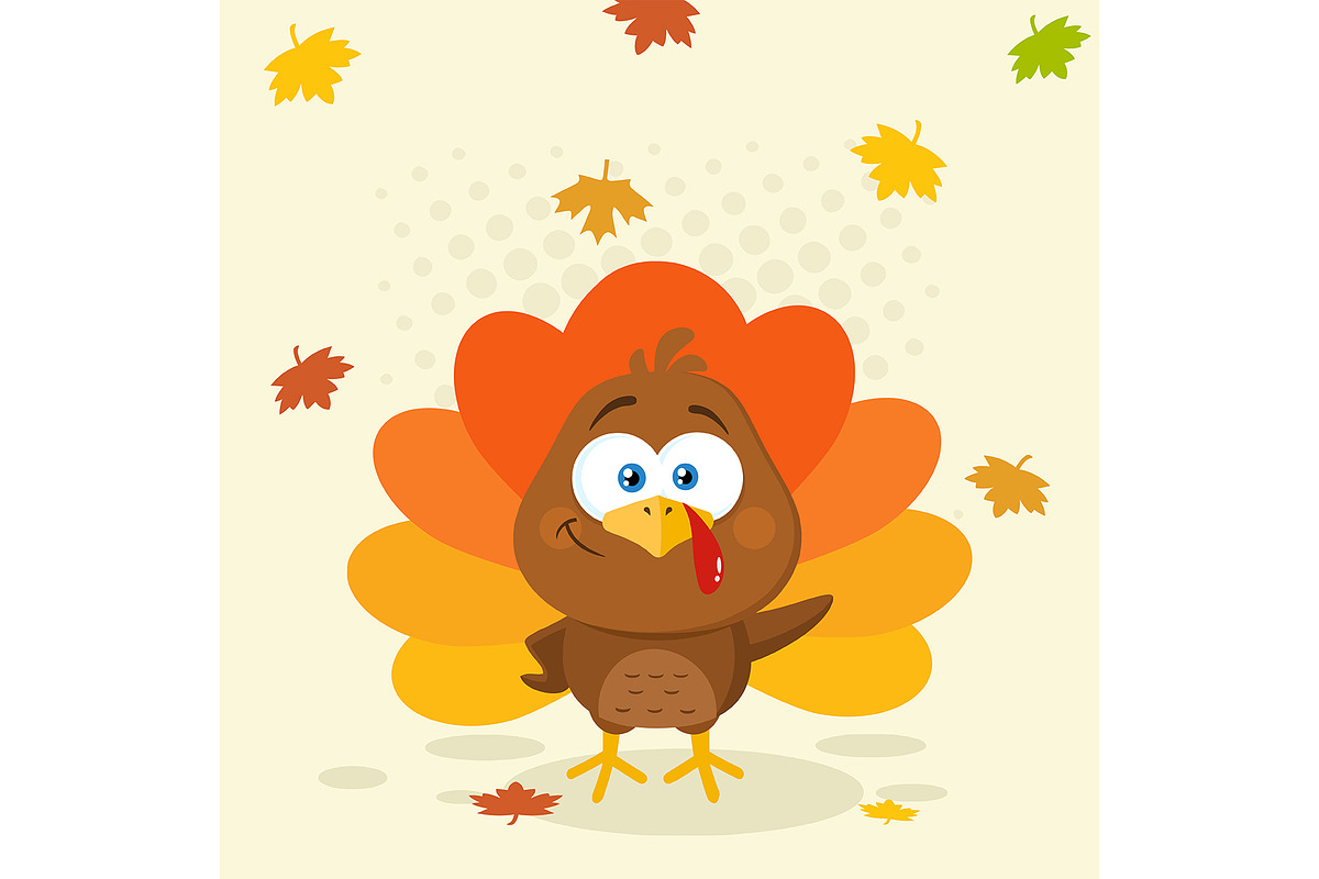 Turkey Bird Character Waving in Illustrations - product preview 8