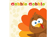 Turkey Bird Cartoon Character Waving
