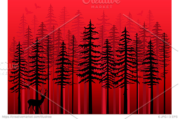 Winter forest, vector backgrounds in Illustrations - product preview 1