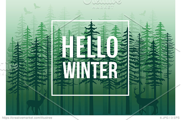 Winter forest, vector backgrounds in Illustrations - product preview 2