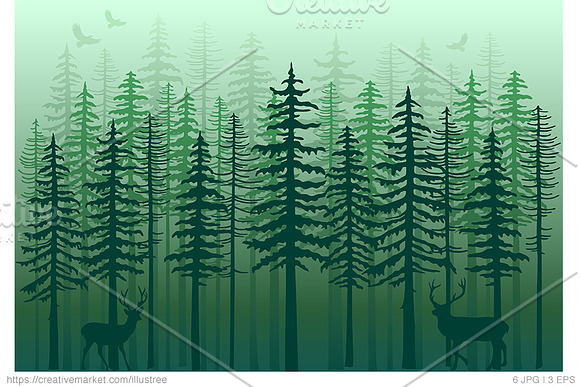 Winter forest, vector backgrounds in Illustrations - product preview 3