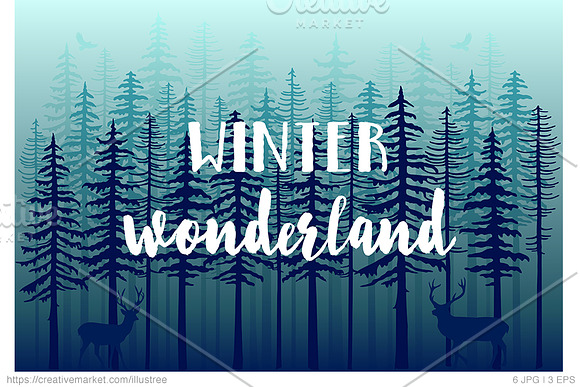 Winter forest, vector backgrounds in Illustrations - product preview 4