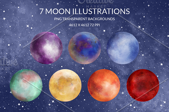 Chakra Moon Illustration Set in Illustrations - product preview 1