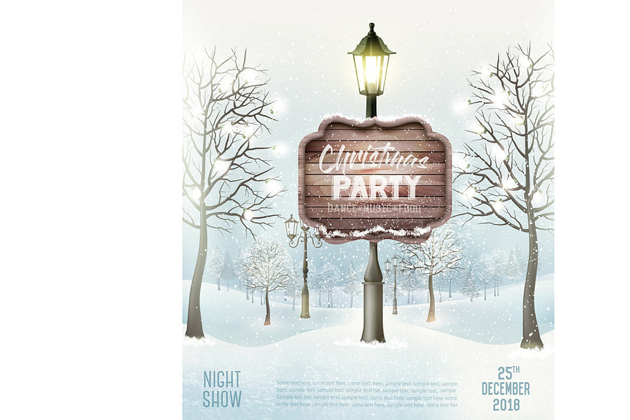 Merry Christmas Party Flyer . Vector in Illustrations - product preview 8