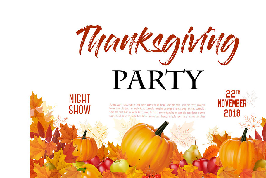 Thanksgiving Party Flyer Vector in Illustrations - product preview 8