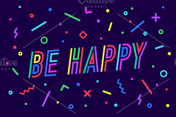 Be Happy. Banner, speech bubble