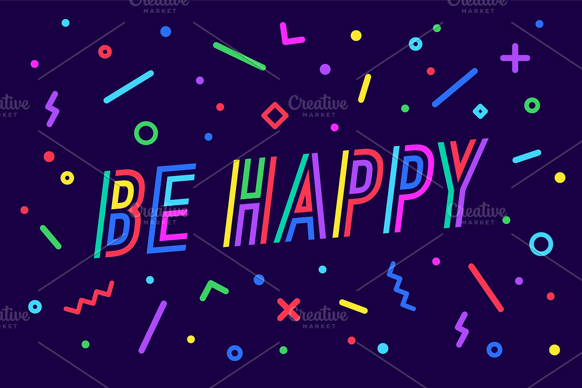 Be Happy. Banner, speech bubble in Illustrations - product preview 8