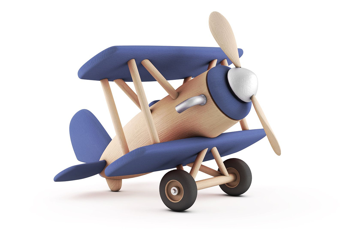 Low poly wooden toy airplane in Vehicles - product preview 8