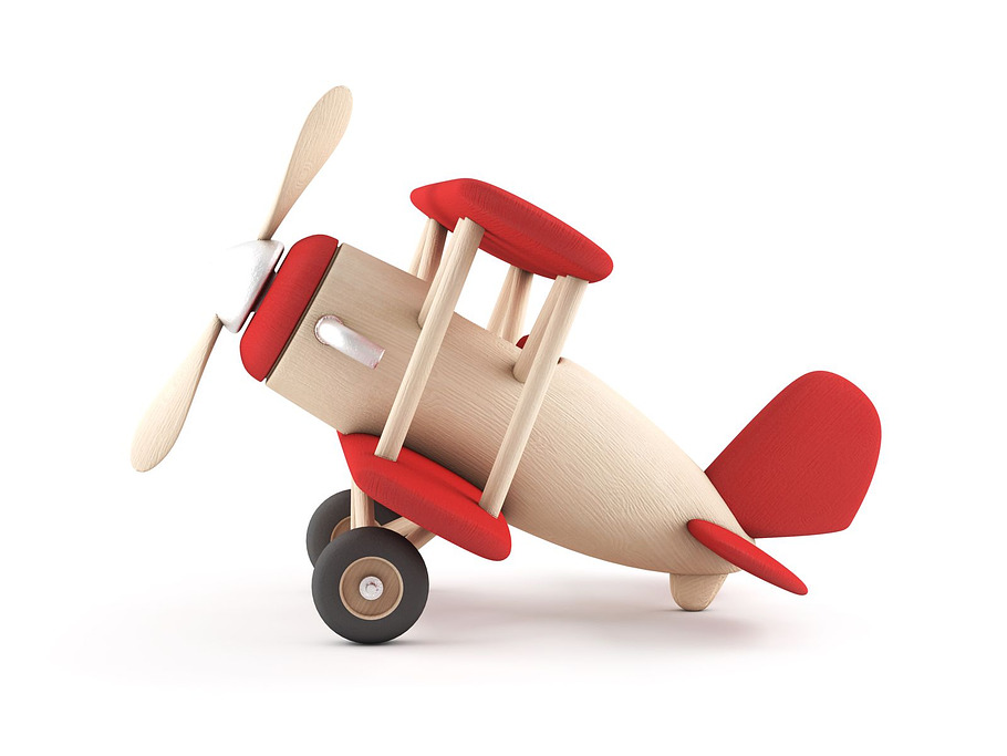 Low poly wooden toy airplane in Vehicles - product preview 2