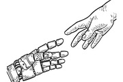 Robot and human hand engraving