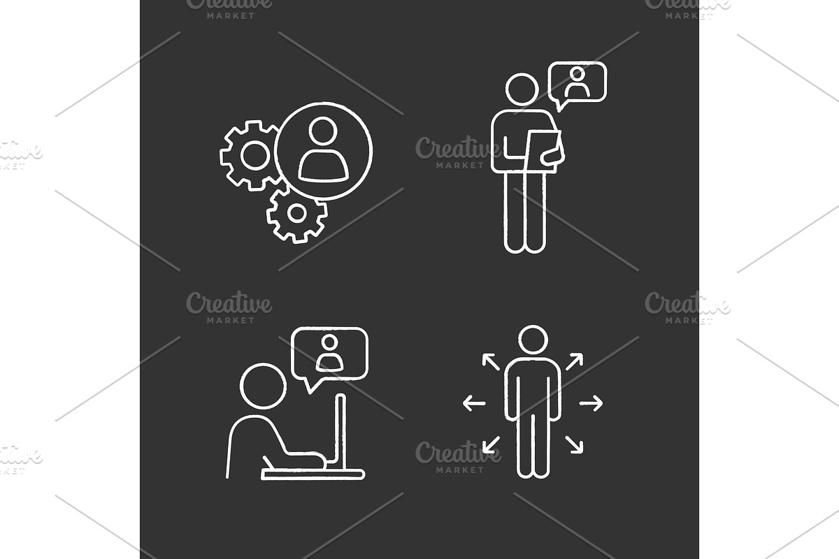 Business management chalk icons set in Icons - product preview 8