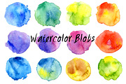 12 colorful watercolor blobs