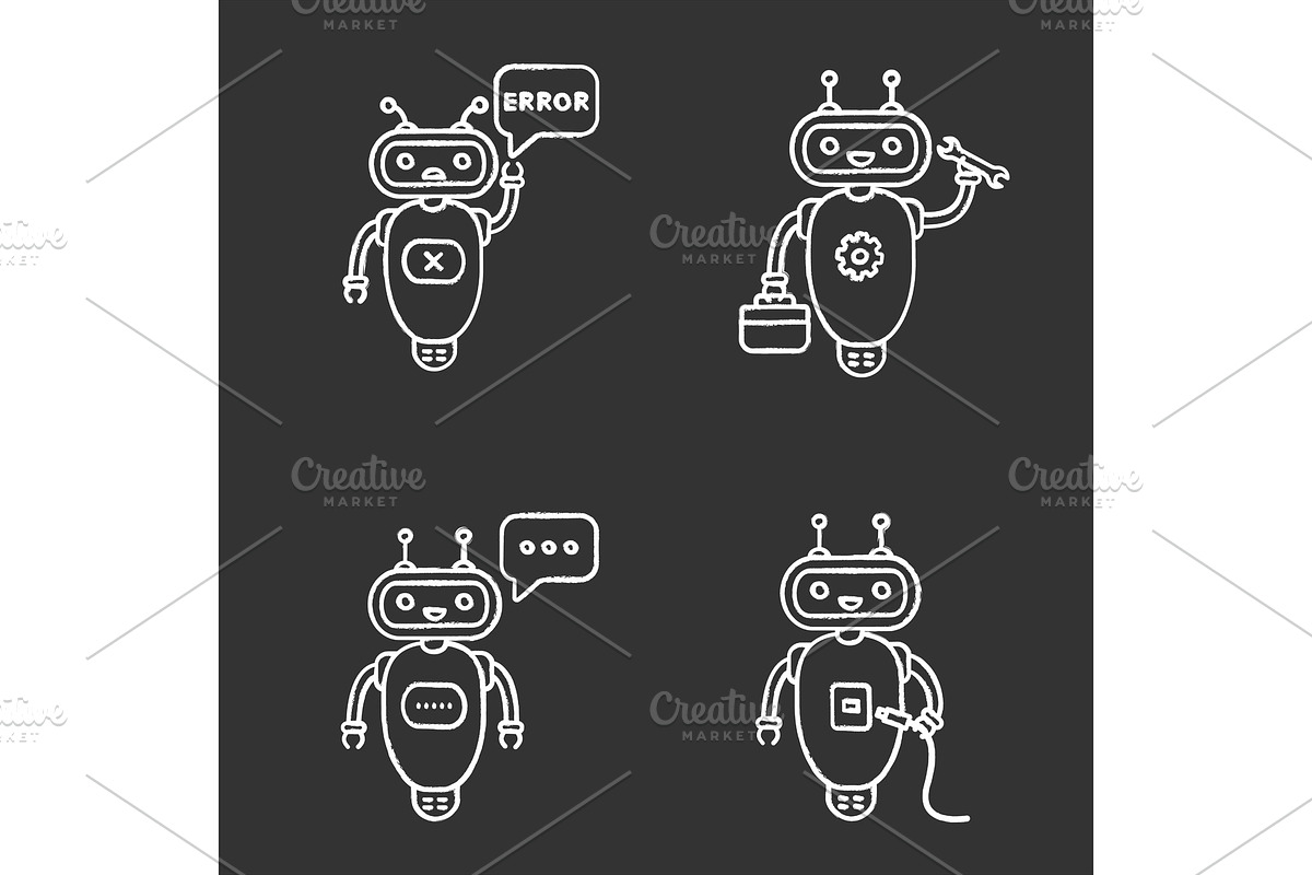 Chatbots chalk icons set in Icons - product preview 8