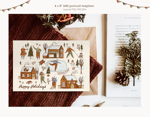Christmas Bear Postcards & Gift Tags in Illustrations - product preview 3