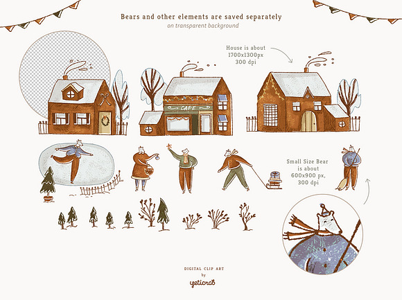 Christmas Bear Postcards & Gift Tags in Illustrations - product preview 4