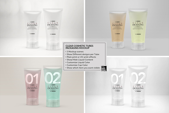 Clear Cosmetic Tube Mockups in Branding Mockups - product preview 1