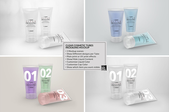 Clear Cosmetic Tube Mockups in Branding Mockups - product preview 5