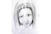Portrait of a girl, drawn in pencil