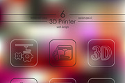 Set of three d printer icons