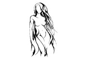 Silhouette of a beautiful naked girl