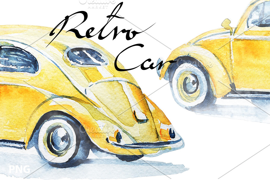 Yellow retro car