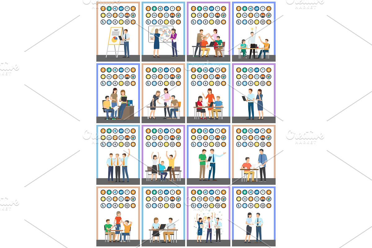 Bitcoin Currencies Set and People in Illustrations - product preview 8