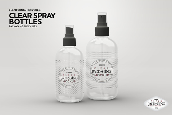 Clear Spray Bottles Packaging Mockup in Branding Mockups - product preview 2