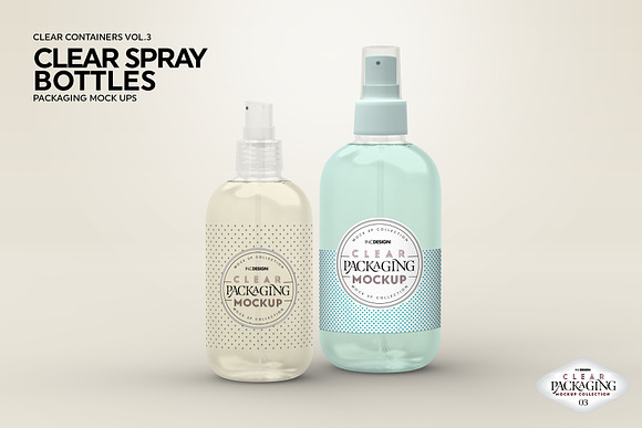 Clear Spray Bottles Packaging Mockup in Branding Mockups - product preview 3