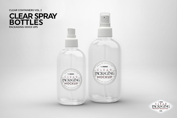Clear Spray Bottles Packaging Mockup in Branding Mockups - product preview 4