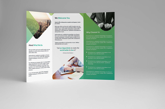 Green Trifold Brochure in Brochure Templates - product preview 2