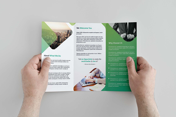 Green Trifold Brochure in Brochure Templates - product preview 3