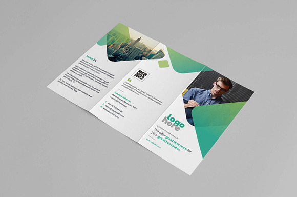 Green Trifold Brochure in Brochure Templates - product preview 4